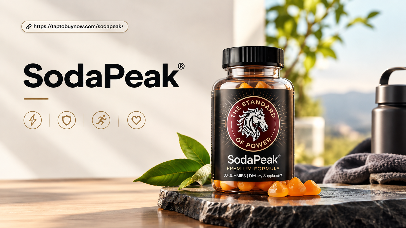 SodaPeak premium formula gummies in a lifestyle setting