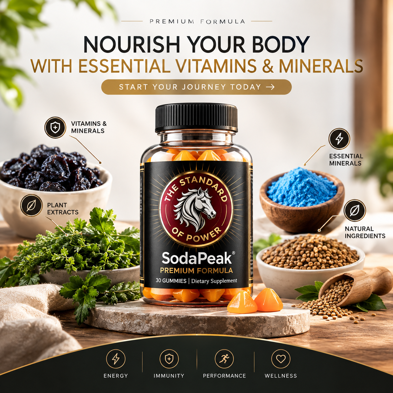 SodaPeak bottle and botanical-style visual presentation